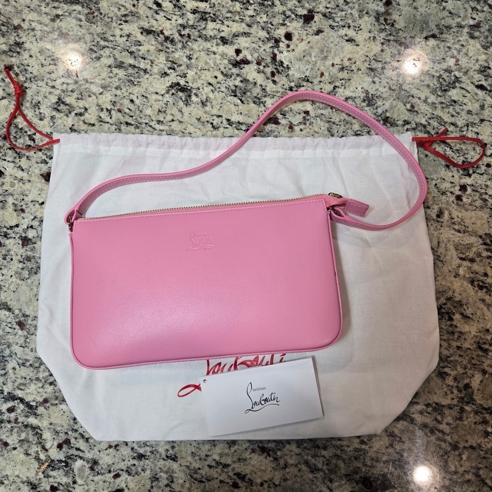 NEW Christian Louboutin Loubila Pink Wristlet Clutch
